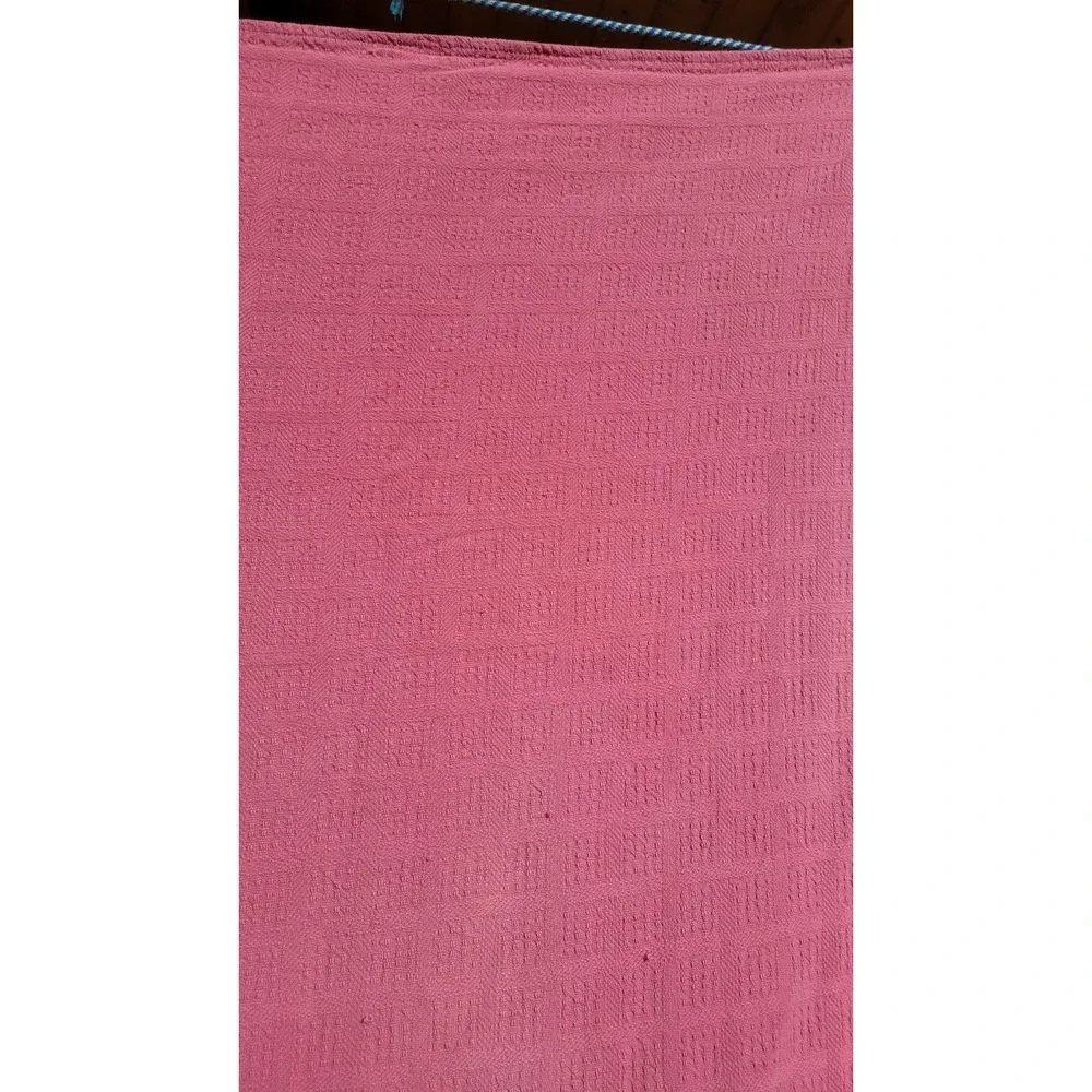 Vintage Maroon Textured Bedspread‎ Coverlet Geometric Full Queen 84x96